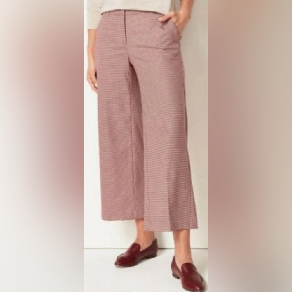 J.Jill Red Houndstooth Cropped Wide-Leg Pants | Size 12